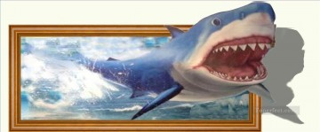 Magia 3D Painting - un tiburón 3D